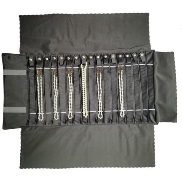 Portable Jewelry Travel Roll Necklace Bracelet Organizer Storage Holder Case - Picture 6 of 7